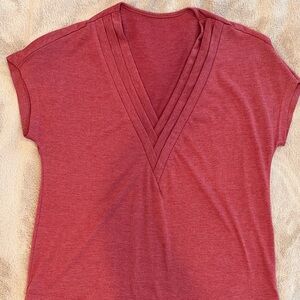 SHEIN Deep V-Neck Red Tee